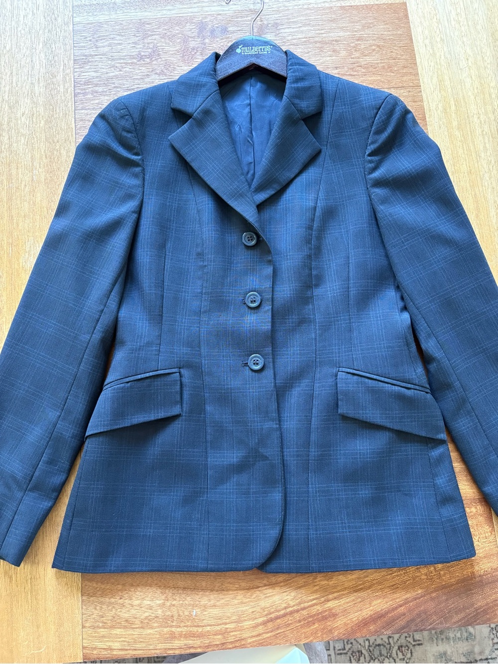 RJ Classics navy plaid hunt coat